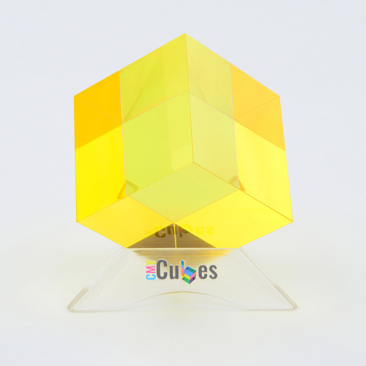 The Cube Stand, a clear display base for CMY Cubes