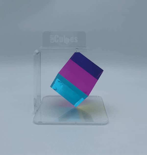 Animated view of The Original Pack cubes rotating, colours shifting in the light